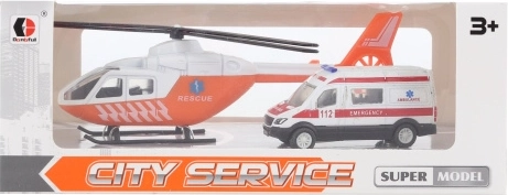 Ambulance et hélicoptère en métal pour enfants