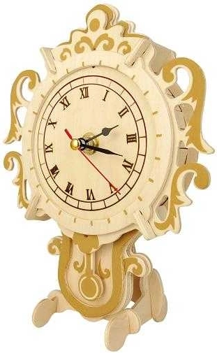 Puzzle 3D en bois horloge sur support
