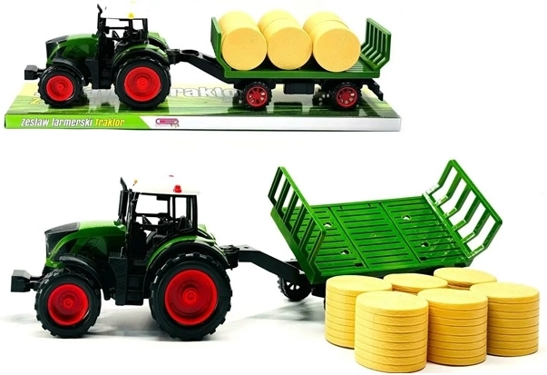 Tracteur avec remorque et bottes de paille Gazelo