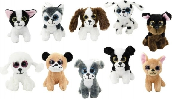 Chien en peluche avec son 15 cm – assortiment de 12 modèles