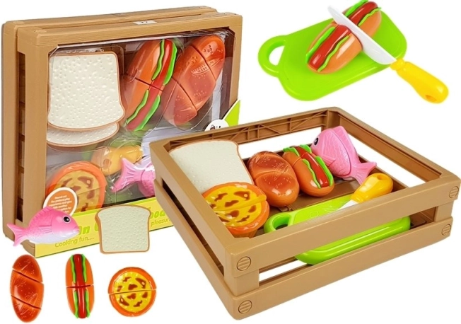 set alimentaire pour enfants à scratch dans une caisse empilable