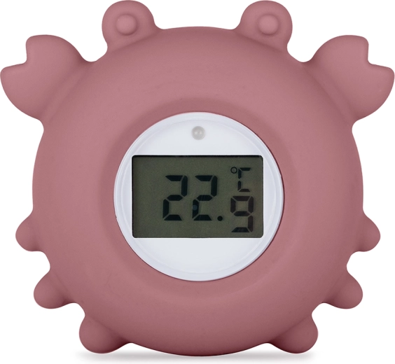 Thermomètre de bain numérique en silicone PETITE&MARS Crab Caleb, rose