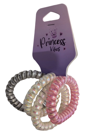 PINK lot d’élastiques spirales pour cheveux nacrés et métallisés (4 pcs)