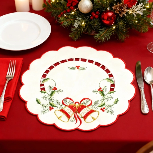 Nappe de Noël brodée de 29 cm - 1 pièce