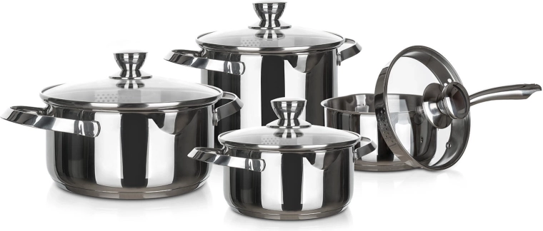 Batterie de cuisine inox 8 pièces EMBASSY