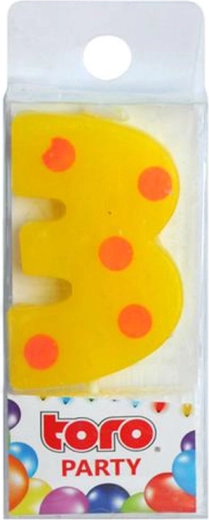 Bougie d’anniversaire chiffre 3 TORO, à piquer, 4,5 cm
