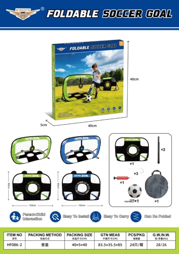 But de football pliable 2 en 1 avec filet d’entraînement pour la précision de tir et accessoires - 1 pièce