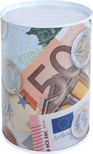 Tirelire en métal avec motif euro