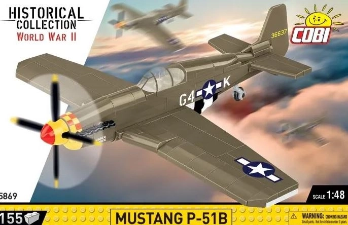 Kit de construction COBI WWII – avion MUSTANG P-51B 1:48 (158 pièces)
