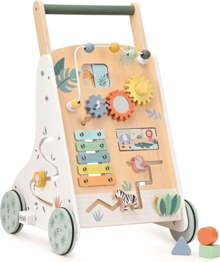 Trotteur Montessori en bois avec motif jungle