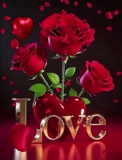 Norimpex peinture diamant Roses rouges avec l’inscription Love 30 × 40 cm