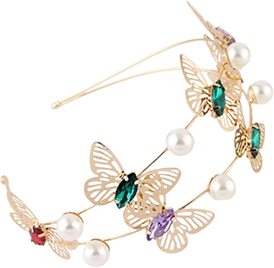 Serre-tête double rose Papillon avec strass