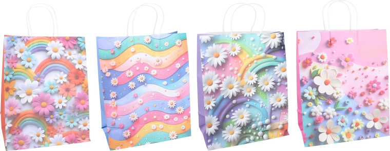 Sac cadeau M à motif floral - 1 pièce