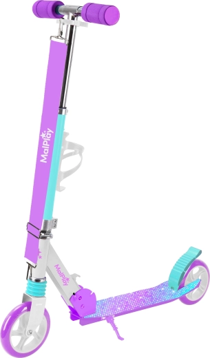 Trottinette pliante avec sangle, blanche/violette/bleue