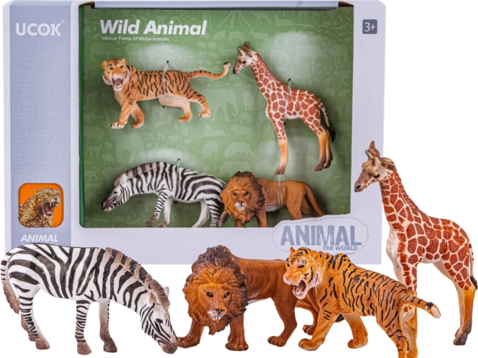 Ensemble de figurines d’animaux sauvages safari (lion, tigre, zèbre, girafe)