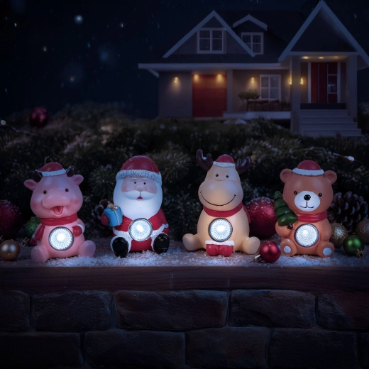 Décoration de Noël LED solaire à lumière blanche froide, 4 modèles - 1 pièce