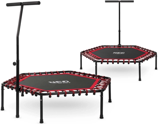 Trampoline fitness Neo-Sport avec poignée 127 cm hexagonal rouge