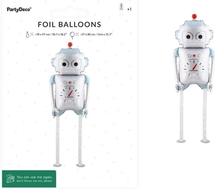 Ballon en aluminium robot mix 37 × 80 cm