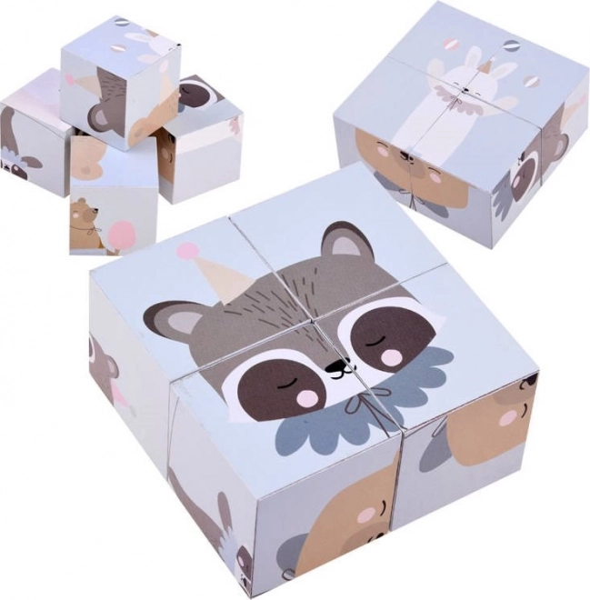 Cubes puzzle en bois avec des animaux