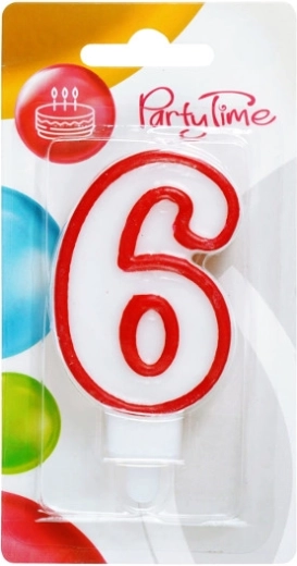 Bougie d’anniversaire chiffre 6 rouge