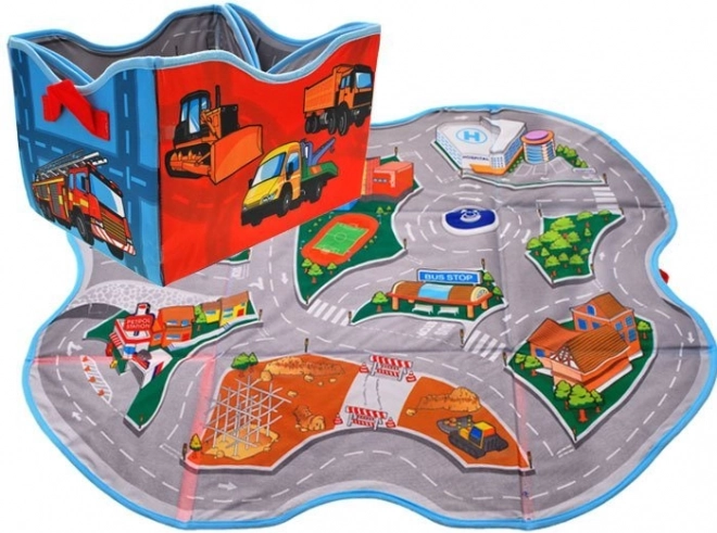 boîte de rangement pliable pour jouets 2-en-1 avec tapis de jeu ville, 78 × 70,5 cm