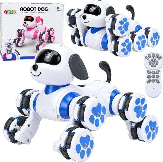 Chien robot interactif télécommandé à 8 roues avec LED