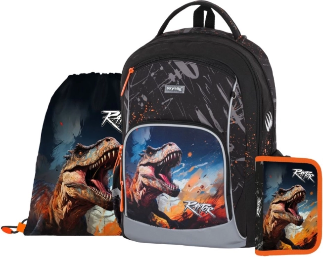 Set scolaire OXY GO Dino 3 pièces – sac à dos, sac de sport et trousse