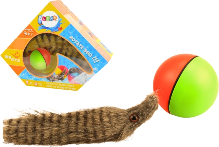 Balle interactive avec queue duveteuse de furet pour le bain