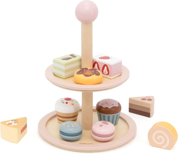 Présentoir à desserts en bois à deux étages PolarB