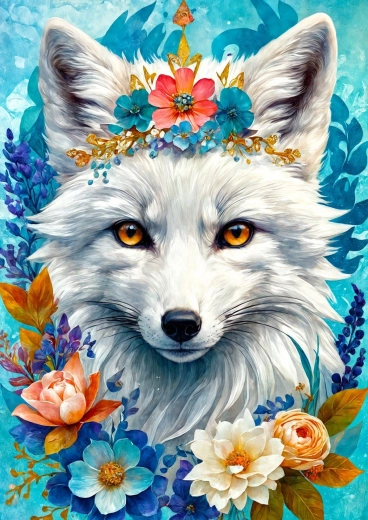 Puzzle Renard des neiges en fleurs 1000 pièces