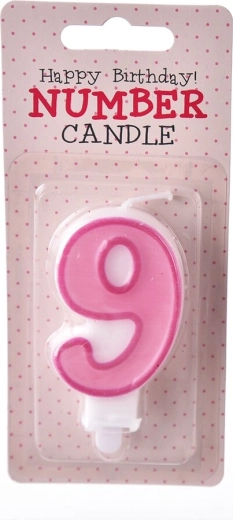 Bougie d’anniversaire chiffre 9 rose 7 cm