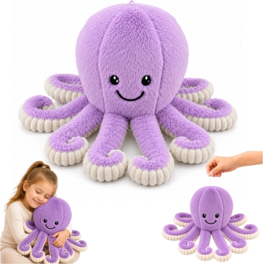Peluche pieuvre – doudou aux tentacules élastiques violette 50 cm
