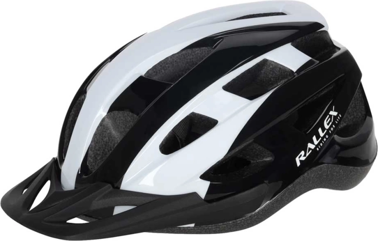Casque de cyclisme RALLEX avec réglage, noir et blanc, taille L (58–62 cm)