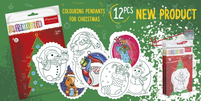 Set de 12 décorations de Noël en carton à colorier pour enfants MONUMI