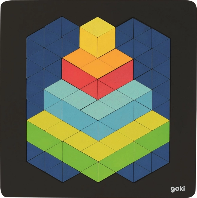 Goki puzzle en bois pyramide avec effet 3D