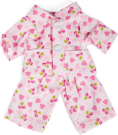 Bigjigs Toys pyjama rose avec cœurs et cerises pour poupée 28 cm