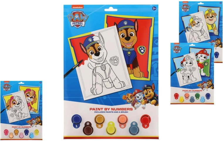 Peinture par numéros A4 Pat' Patrouille avec peintures - 1 pièce