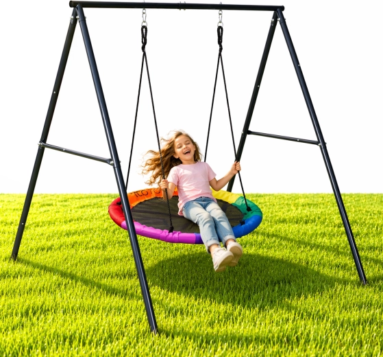 Balançoire nid pour enfants de jardin 100 cm avec cadre en acier ECOTOYS