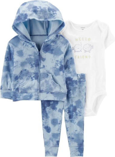 Set trois pièces Carter's pour fille Pink Ocean – sweat, leggings et body à manches courtes