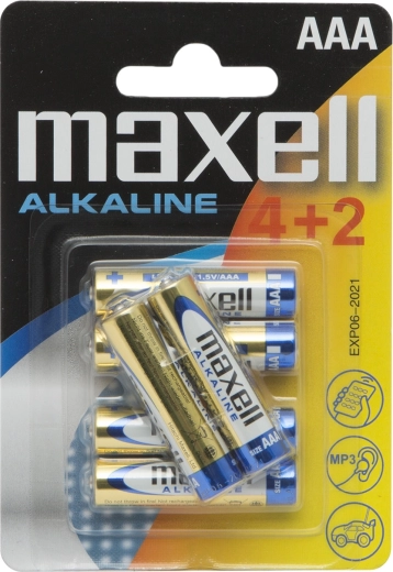 Pile alcaline AAA LR03 1,5 V, 6 pièces
