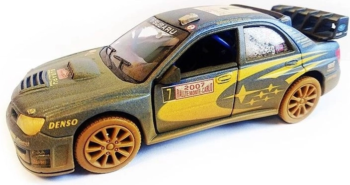 Modèle tout-terrain Subaru Impreza WRC 2007, voiture 1:36 avec portes ouvrantes et mécanisme pull-back