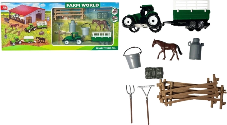 Coffret de ferme avec animaux, tracteur et figurine de cheval