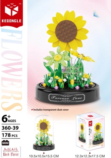 Jeu de construction tournesol sous cloche de protection 178 pièces