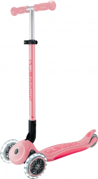 Trottinette enfant à trois roues Globber Primo Foldable Plus Lights V2, pastel rose
