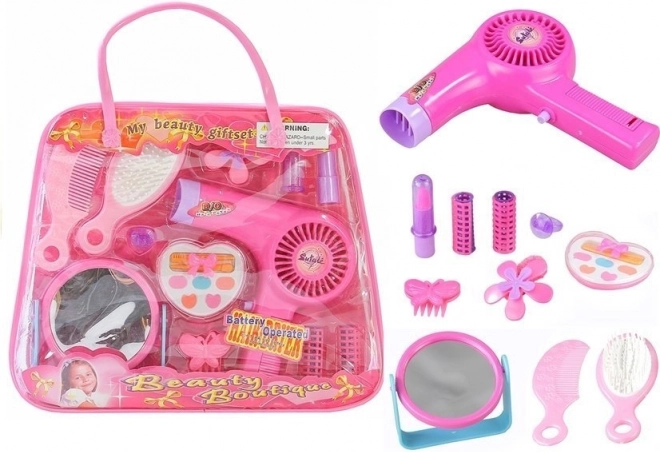 set de maquillage pour enfants dans un sac à main avec sèche-cheveux à piles