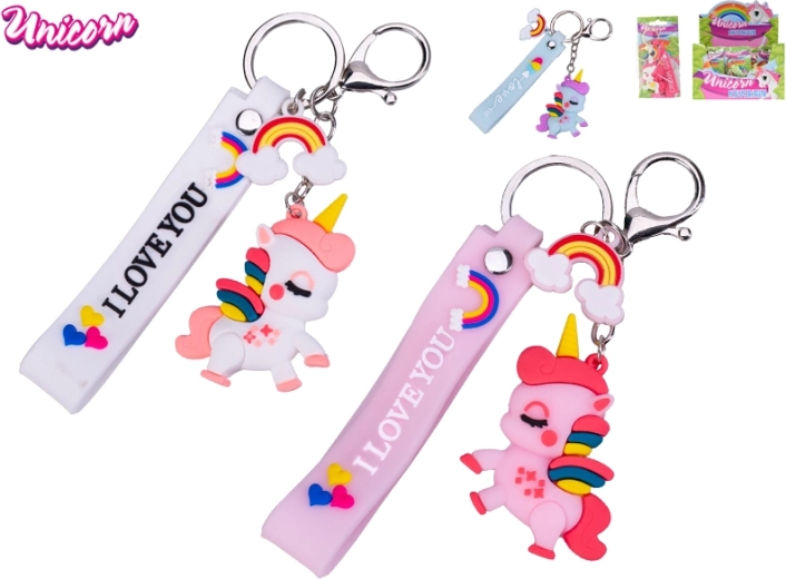 Porte-clés licorne avec sangle arc-en-ciel