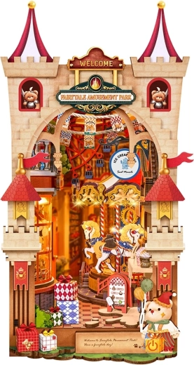 RoboTime Rolife book nook parc d’attractions féerique – serre-livres puzzle 3D en bois avec LED