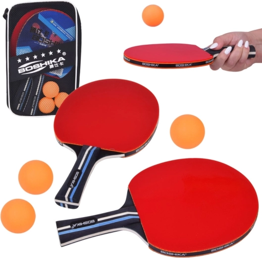 Set de tennis de table : 2 raquettes en bois, 3 balles et étui