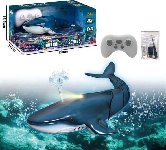 Baleine RC avec fontaine d’eau – bleu