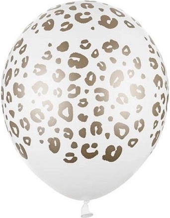 Ballons à pois dorés blanc pastel 30 cm (50 pcs)